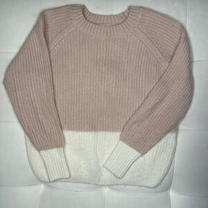 Elodie Girl Pink and White Knit Sweater